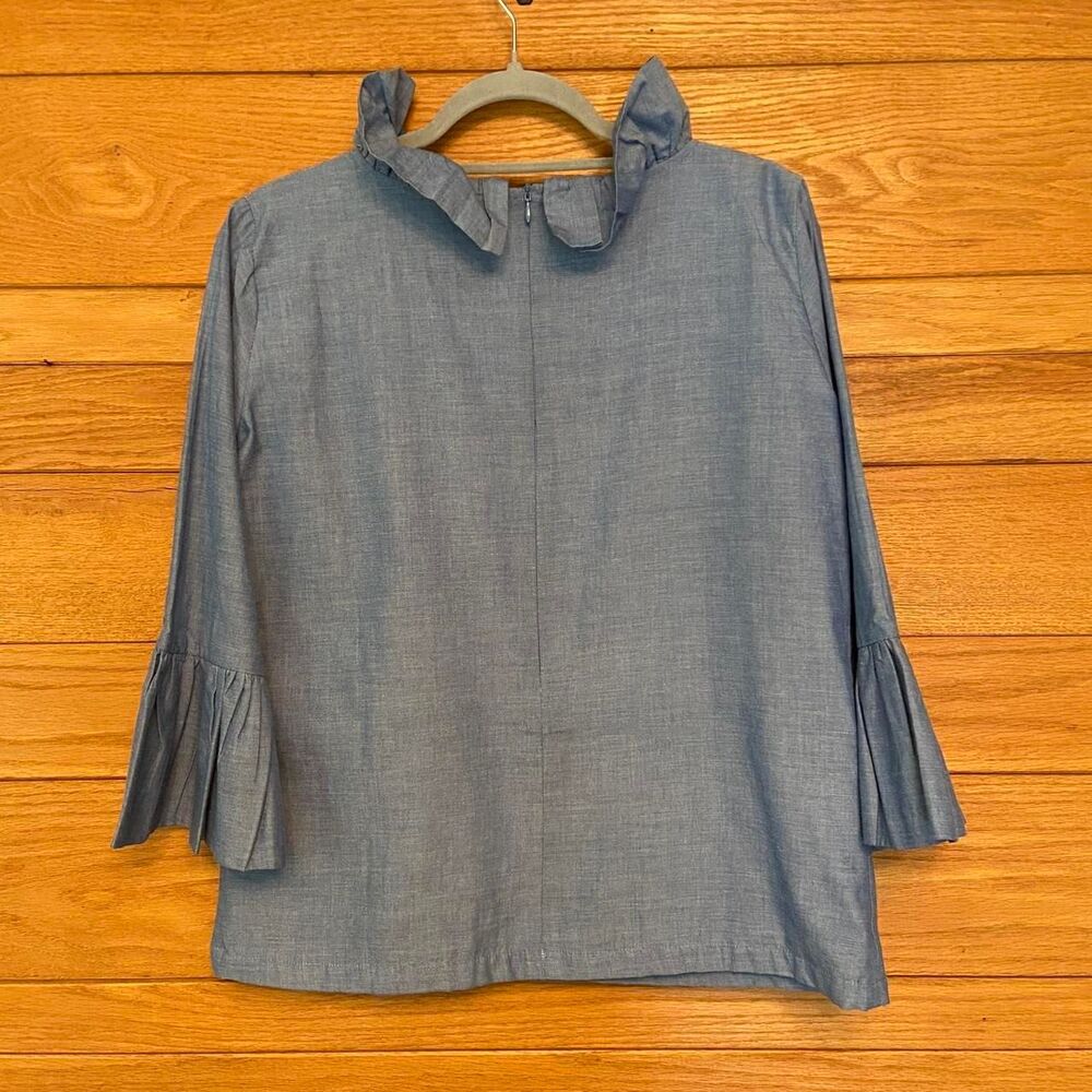 Elizabeth Wilson chambray ruffle collar blouse - Picture 3 of 6